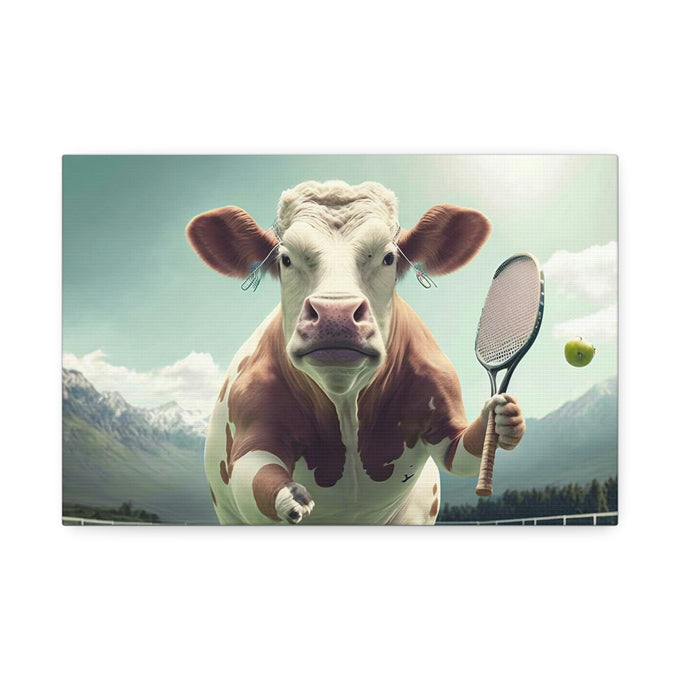 Cow playing tennis Canvas Stretched, 1.5''